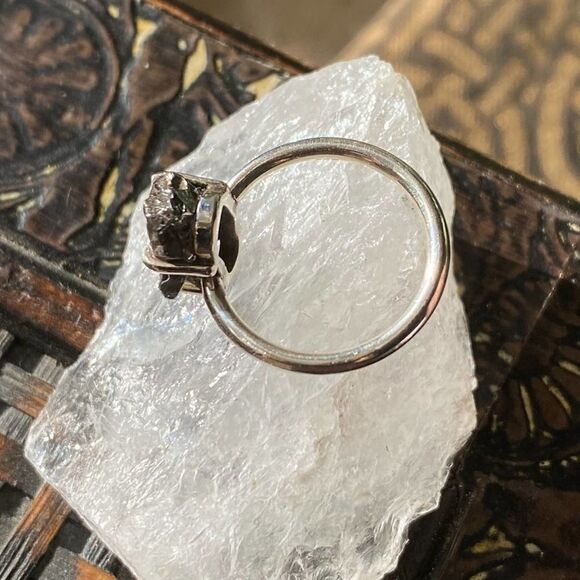 Meteorite Campo Del Cielo Solid Sterling Silver Ring Size 6.5 - Picture 5 of 11